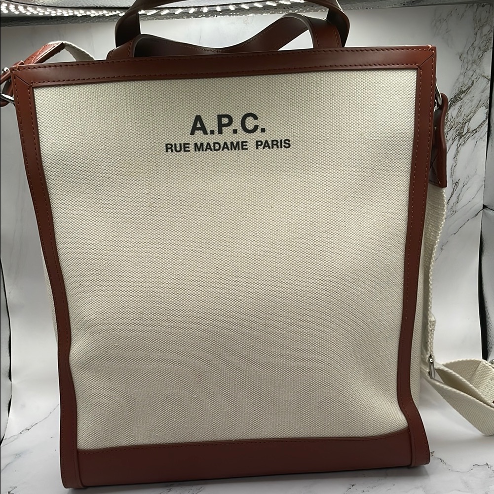 A.P.C. Tan And Cream Canvas Messenger Bag